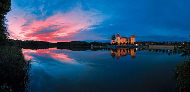 Schloss Moritzburg bei Sonnenuntergang